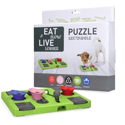 Eat Slow Live Longer Puzzle Rectangle - Aktivitets legetøj til hunde